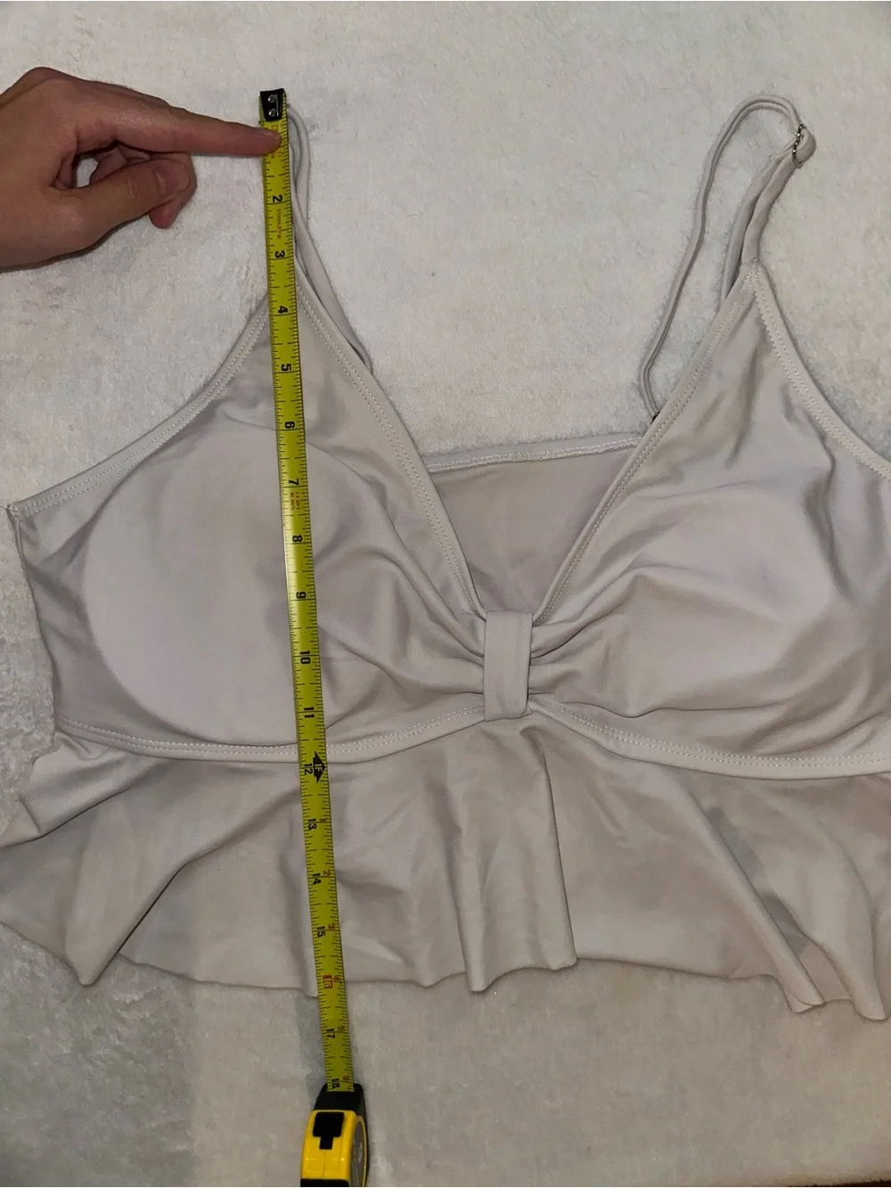 Ruffle Flounce Tankini Swim Top White Size XXL Spaghetti Strap Summer Beach